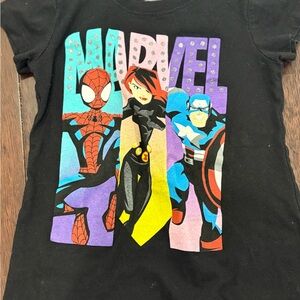 Marvel Kids Superhero Costume T-Shirt - Black with Red, Blue, Yellow